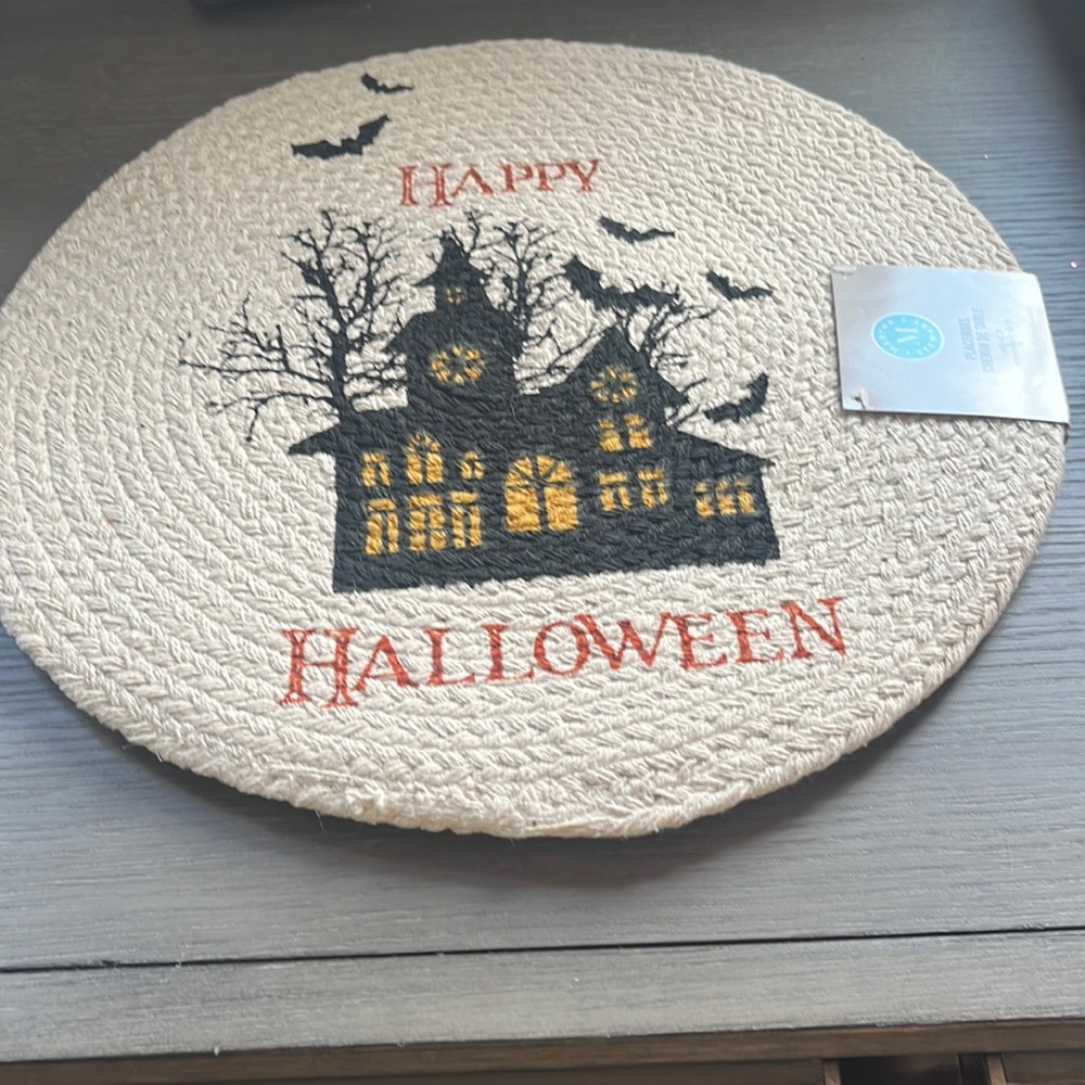 Martha Stewart Set of two Happy Halloween haunted house placemats NWT